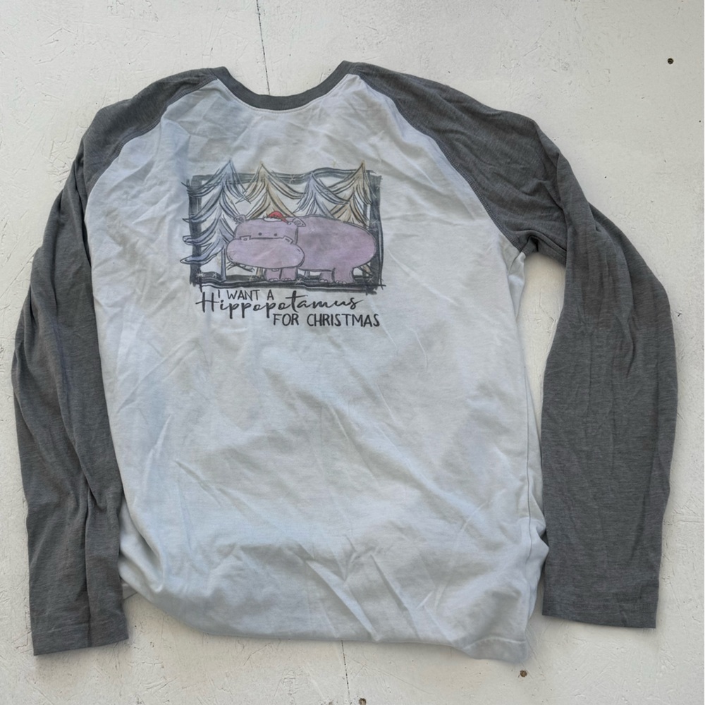 Christmas hippopotamus long sleeve tee